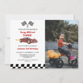 Invitation Red Race Car Boy 3e fête d'anniversaire (Devant)