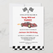 Invitation Red Race Car Boy 3e fête d'anniversaire (Devant)