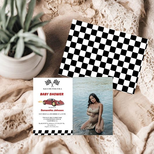 Invitation Red Race Car Boy Baby shower
