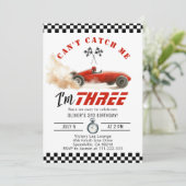 Invitation Red Race car Cant me attraper Garçon 3e anniversai (Debout devant)