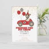 Invitation Red Race Car Chiens Boys Deuxième fête d'anniversa (Debout devant)