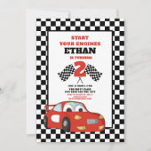 Invitation Red Race Car enfant 2e anniversaire (Devant)