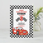 Invitation Red Race Car enfant 2e anniversaire (Debout devant)