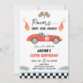 Invitation Red Race Car Fast Curious Boy Anniversaire (Devant)