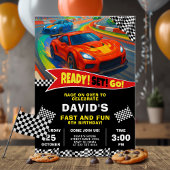 Invitation Red Race Car fête d'anniversaire