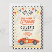 Invitation Red Race Car Kids Birthday (Devant)