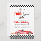 Invitation Red Race Car Quatrième anniversaire (Devant)