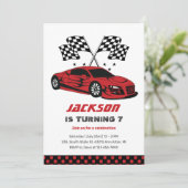 Invitation Red Race Car Racing Enfants Garçons Anniversaire (Debout devant)
