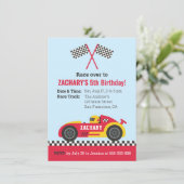 Invitation Red Racing Car Anniversaire de enfant Party (Debout devant)