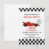Invitation Red Racing Car Birthday • Boys Race Party (Devant / Derrière)