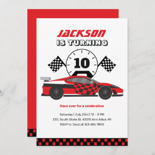 Invitation Red Racing Voiture Course Enfants Garçons Annivers