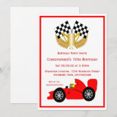 Invitation Red Racing Voiture fête d'anniversaire (Devant / Derrière)