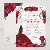 Invitation Red Ranchero Princesse Quinceanera (Devant / Derrière)