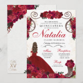 Invitation Red Ranchero Princesse Quinceanera (Devant / Derrière)