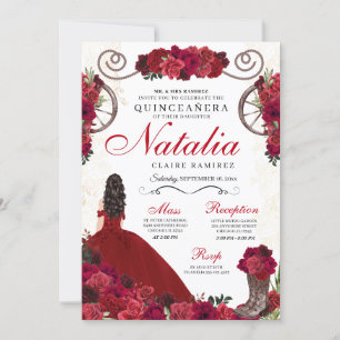 Invitation Red Ranchero Princesse Quinceanera
