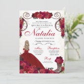 Invitation Red Ranchero Princesse Quinceanera (Debout devant)