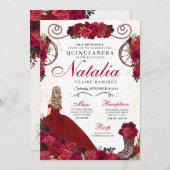 Invitation Red Ranchero Princesse Quinceanera (Devant / Derrière)