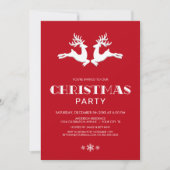 Invitation Red Reindeer Blanc Noël (Devant)