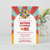 Invitation Red Retro 1er Anniversaire de enfant Super Party V (Debout devant)