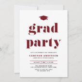 Invitation Red Retro Bold Typography Graduation Party (Devant)