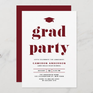 Invitation Red Retro Bold Typography Graduation Party