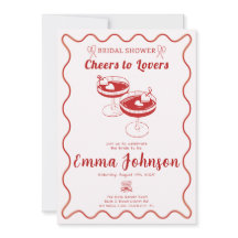 Invitation Red Retro Bridal Shower | Main tirée