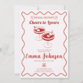 Invitation Red Retro Bridal Shower | Main tirée (Devant)
