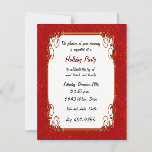Invitation Red Retro Holiday