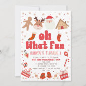 Invitation Red Retro Noël Oh What Fun 1er Anniversaire (Devant)