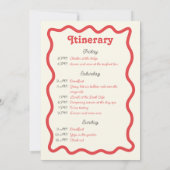 Invitation Red Retro Wave Bachelorette Week-end Itinéraire (Dos)