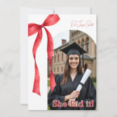 Invitation Red Ribbon Accent Graduation (Devant)