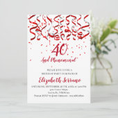 Invitation Red Ribbon And Confetti 40ème anniversaire (Debout devant)