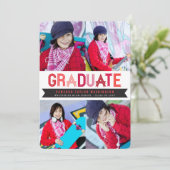 Invitation Red Ribbon Graduate Photo Party (Debout devant)