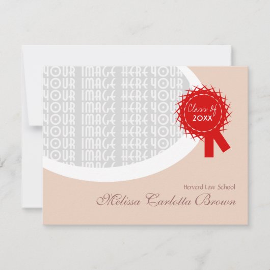 Invitation Red Ribbon Graduation Brown (Devant)