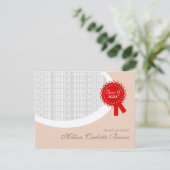 Invitation Red Ribbon Graduation Brown (Debout devant)