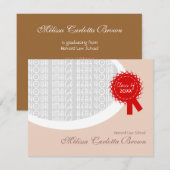 Invitation Red Ribbon Graduation Brown (Devant / Derrière)