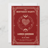 Invitation Red romance tarot boho anniversaire de lune mystiq (Devant)