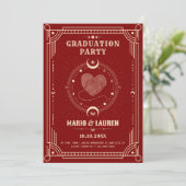 Invitation Red romance tarot boho lune Graduation (Debout devant)
