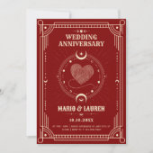 Invitation Red romance tarot boho lune mariage anniversaire (Devant)