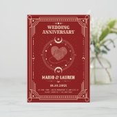 Invitation Red romance tarot boho lune mariage anniversaire (Debout devant)