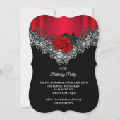 Invitation Red Rose Anniversaire Dentelle Black Silver (Dos)