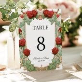 Invitation Red Rose Art Nouveau Wedding Table Number