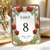 Invitation Red Rose Art Nouveau Wedding Table Number