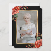 Invitation Red Rose Black Gold Photo Célébration de la vie (Dos)