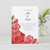 Invitation Red Rose Elegant Floral Invite (Debout devant)