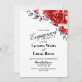 Invitation Red Rose Floral Photo Party (Devant)