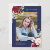 Invitation Red Rose & Gold Watercolor Graduation (Dos)