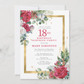 Invitation Red Rose Holly 18e anniversaire Surprise Party (Devant)