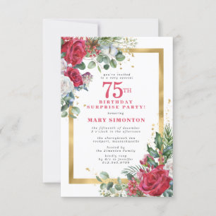 Invitation Red Rose Holly 75e Parti surprise