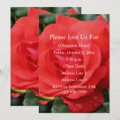 Invitation Red Rose In Bloom Floral  (Devant / Derrière)